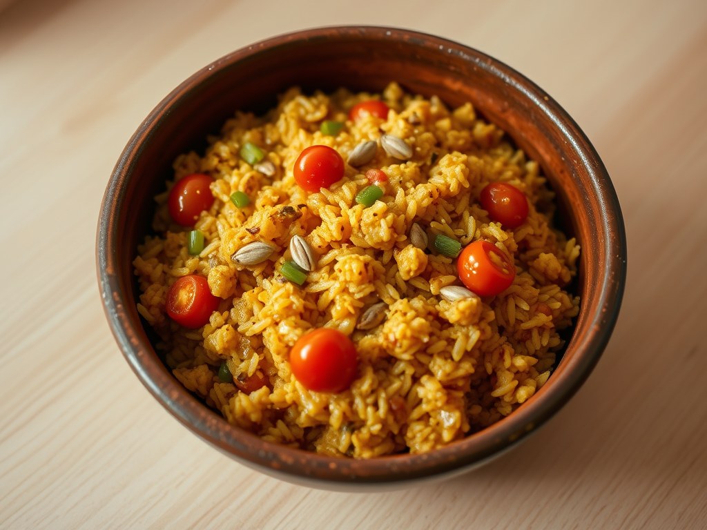Masala Kitchadi (Kitchdi), AI-gegenereerde illustratie