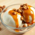 Mascarpone-ijs met noten en karamel