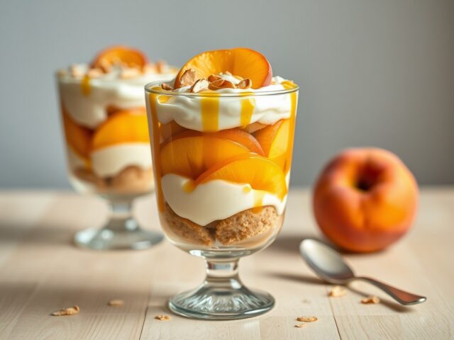 Mascarpone-perzik compositie