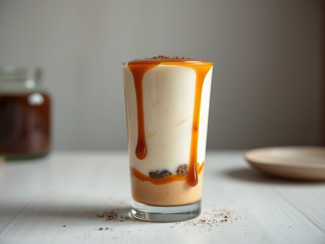 Mascarponemousse met koffiecaramel en lange vinger