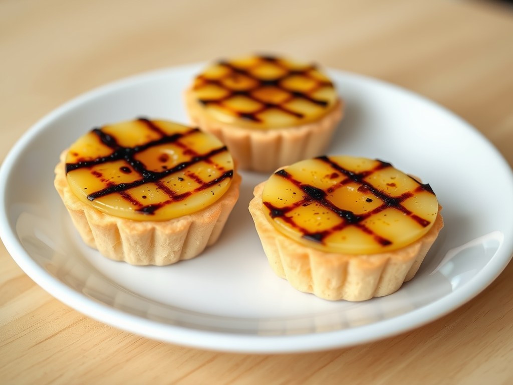 Melktaartjes met gegrilde ananas, AI-gegenereerde illustratie