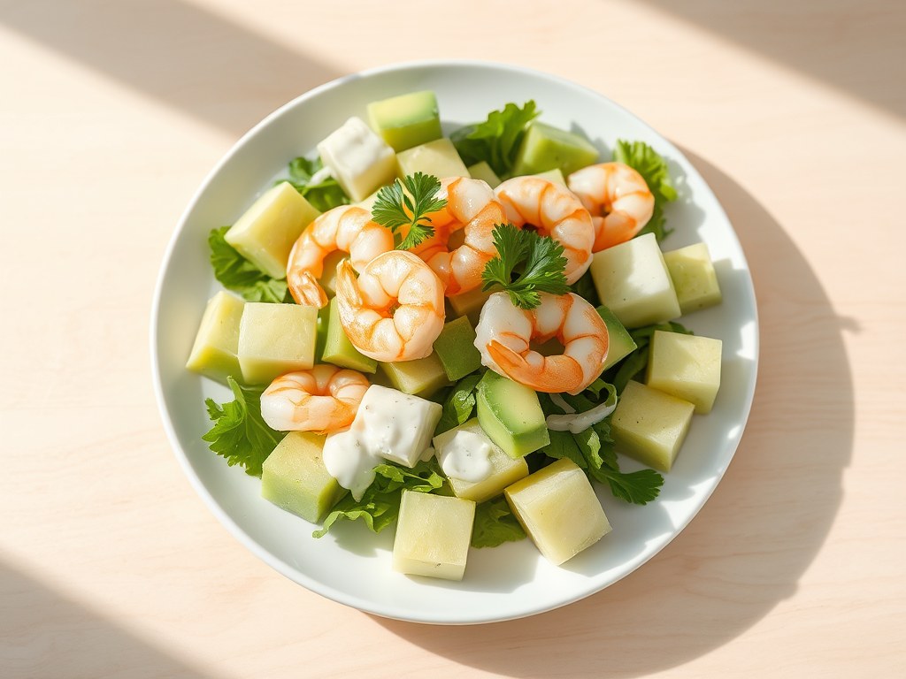 Meloen – advocadosalade, AI-gegenereerde illustratie