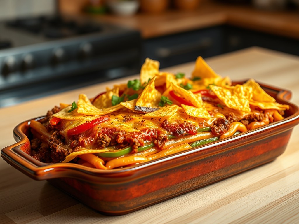 Mexicaanse ovenschotel, AI-gegenereerde illustratie