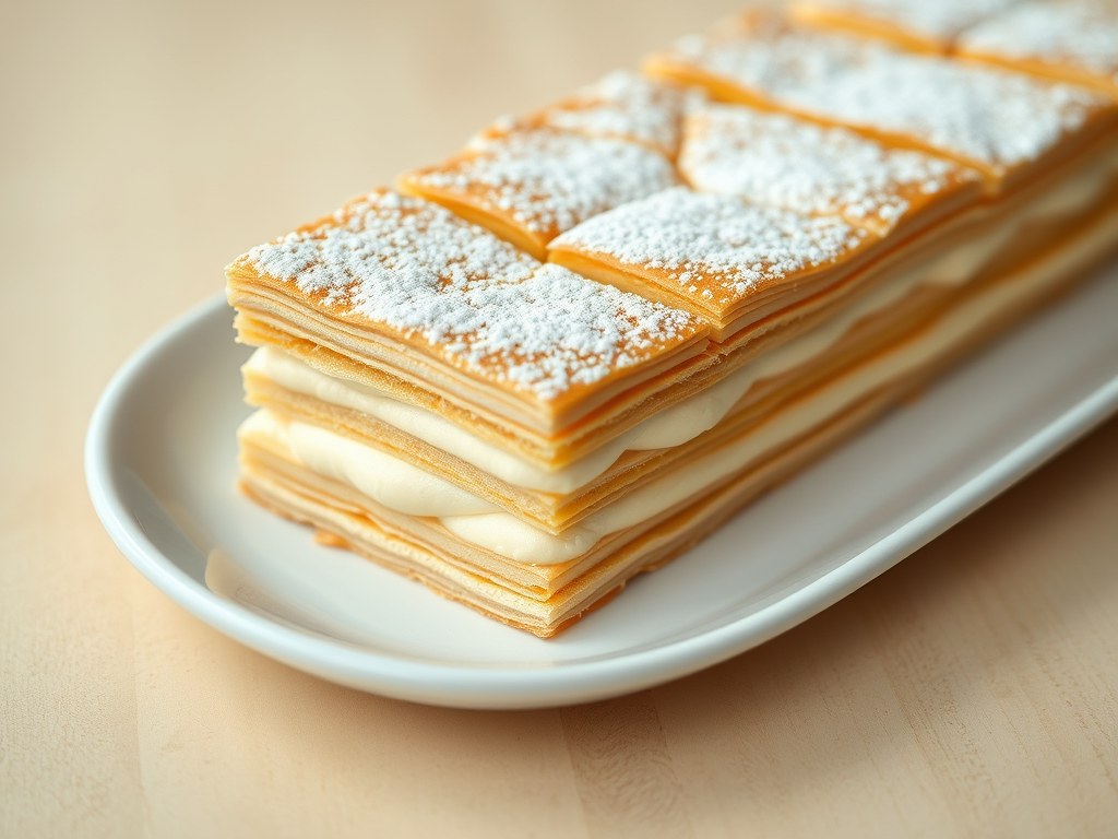 Millefeuille á la créme Patissiére, AI-gegenereerde illustratie