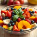 Minestrone van fruit met olijfolie en basilicum
