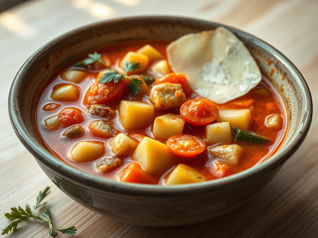 Minestronesoep, AI-gegenereerde illustratie