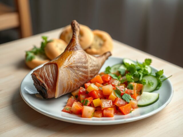 Mini-beenham met tomatensalsa