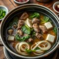Mongolische Hot Pot vuurpot met schapenvlees