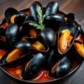 Mosselen in een saus van tomaten en bleekselderij