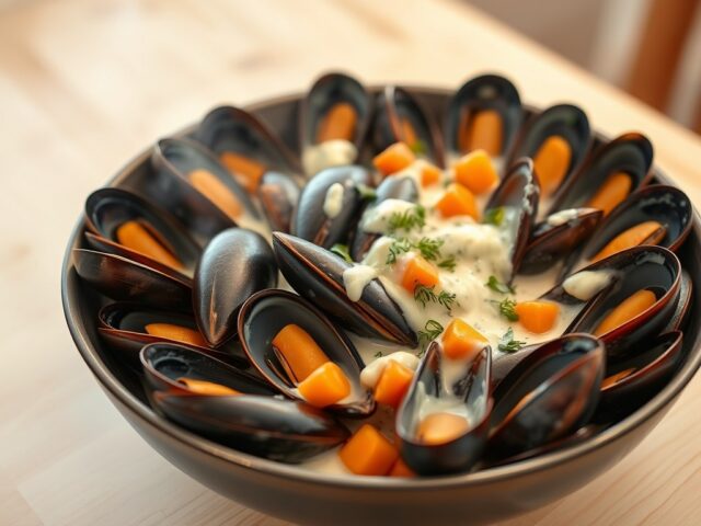 Mosselen met gorgonzolasaus