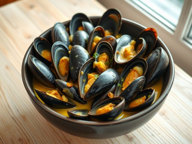 Mosselmaaltijd met mosterd-honingsaus