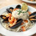 Mosselsalade met biersabayon