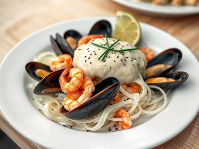 Mosselsalade met biersabayon