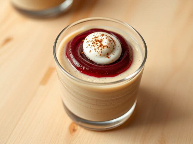 Mousse van gerookte makreel met rode biet, yoghurt