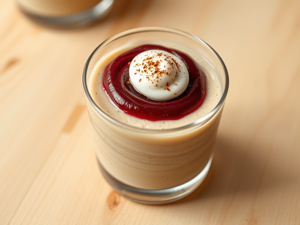 Mousse van gerookte makreel met rode biet, yoghurt, AI-gegenereerde illustratie