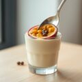 Mousse van witte chocola met passievrucht