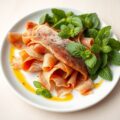 Munt met rauwe ham en truffelolie