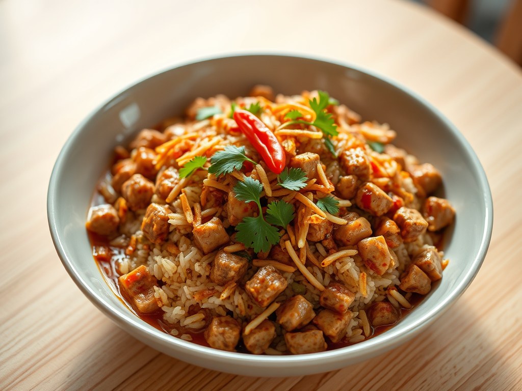 Nasi kesasar, AI-gegenereerde illustratie