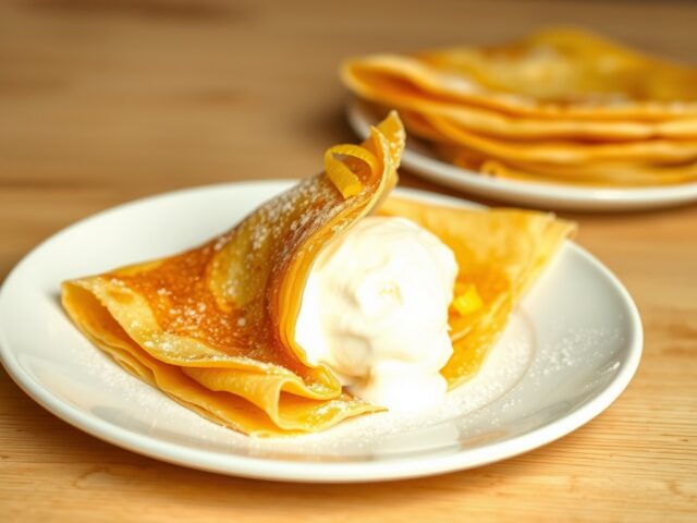 Normandische Crêpes met vanille-ijs