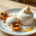 Notenparfait met een Beignet van Gedroogde Pruimen