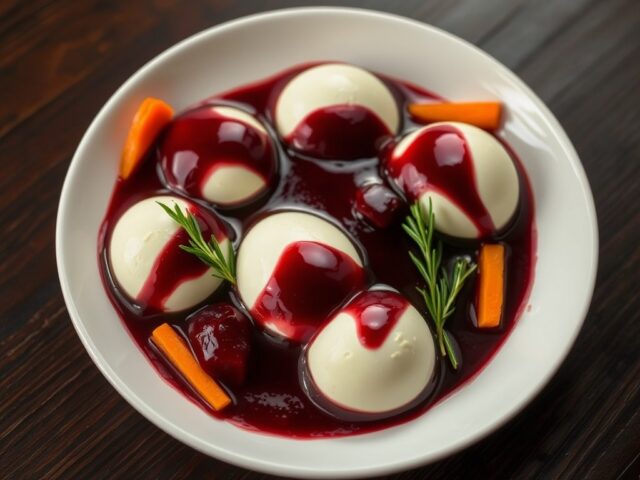 Oeufs Bourguignonne (Eieren in Rode Wijn Saus)