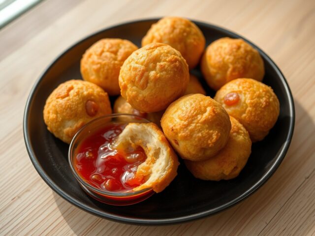 Oliebollen met kaas en rivierkreeft