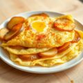 Omelet met aardappel en ui