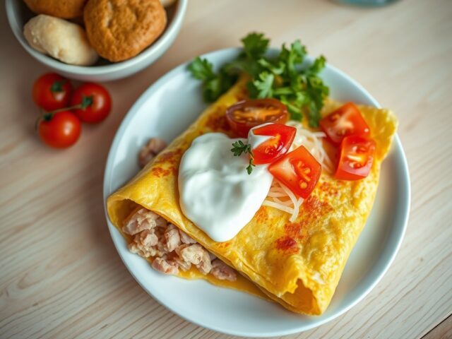 Omelet met ham en zuurkool