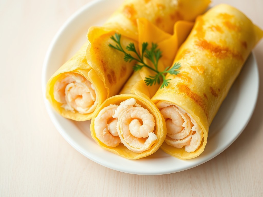 Omelet rolletjes, AI-gegenereerde illustratie