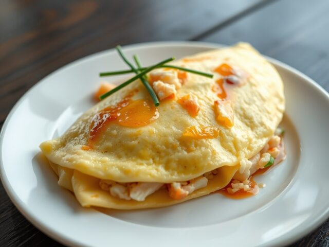 Omelet van krab en gember en sherry