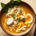 Oosterse kippensoep met Chinese kool