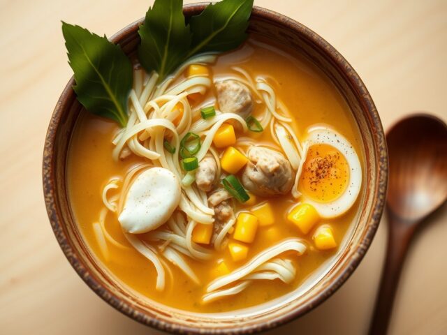 Oosterse kippensoep met Chinese kool