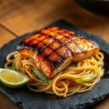 oosterse zalmfilet van de grill