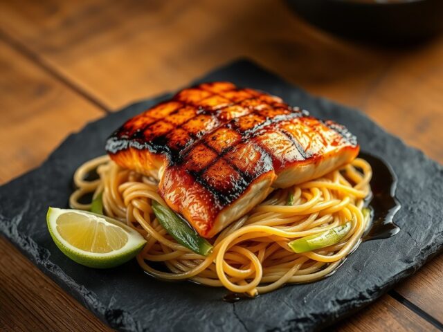 oosterse zalmfilet van de grill