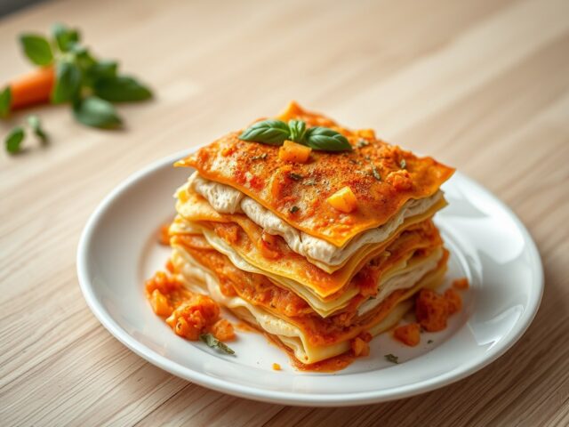 Open lasagne met kip