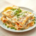 Open vislasagne met tuinkers