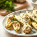 Opgevulde courgettebloemen met tonijn en ricotta