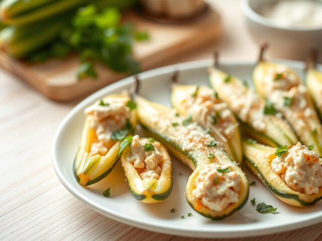 Opgevulde courgettebloemen met tonijn en ricotta