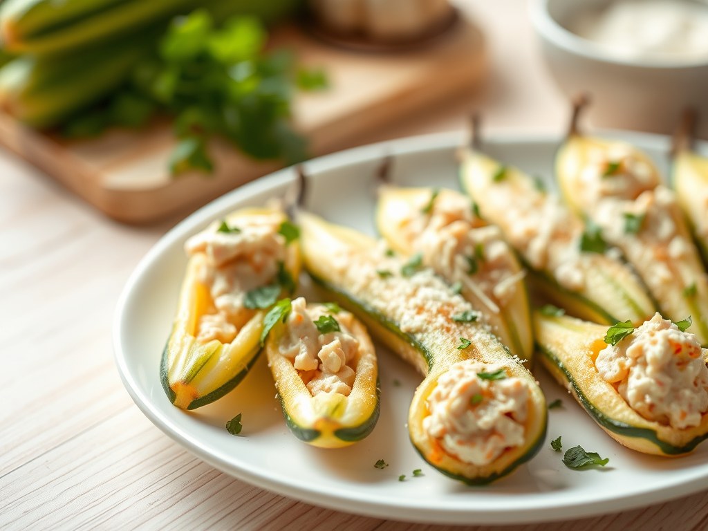 Opgevulde courgettebloemen met tonijn en ricotta, AI-gegenereerde illustratie