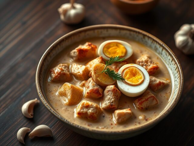 Opor Daging Perut Babi dengan Tahoe dan Telor