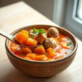 Oranje soep met kruiden