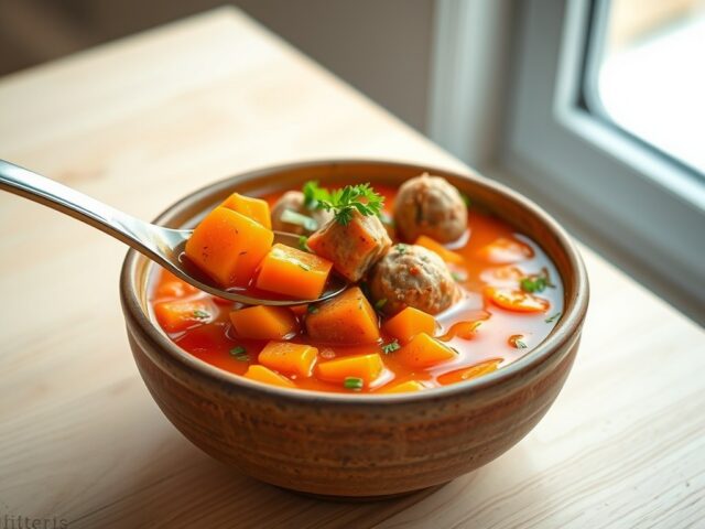 Oranje soep met kruiden