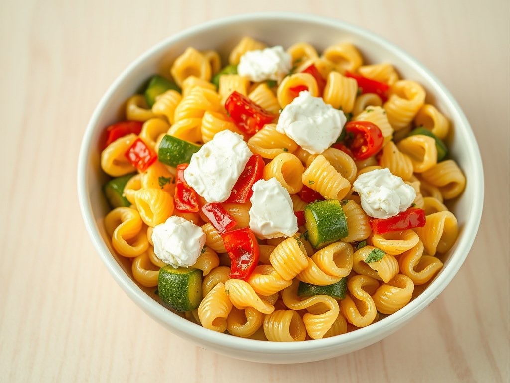 Orecchiette met courgette en ricotta, AI-gegenereerde illustratie