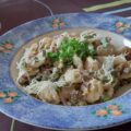 Orecchiette met doperwten en krokante baconreepjes