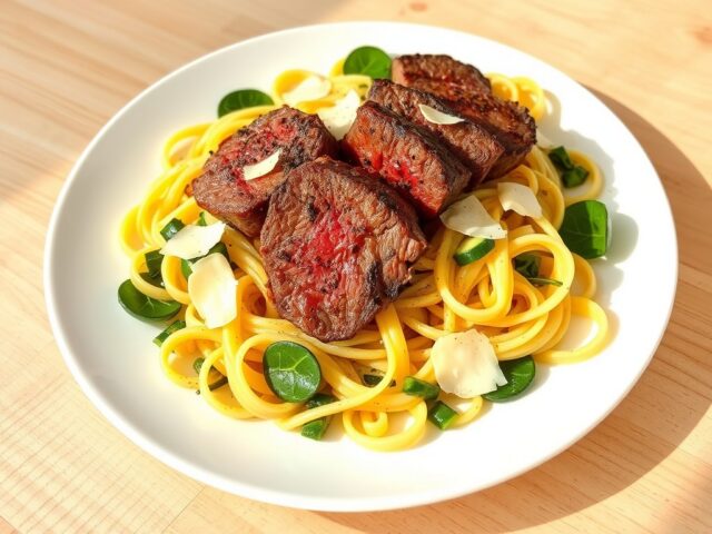 Ossenhaas met tagliatelle