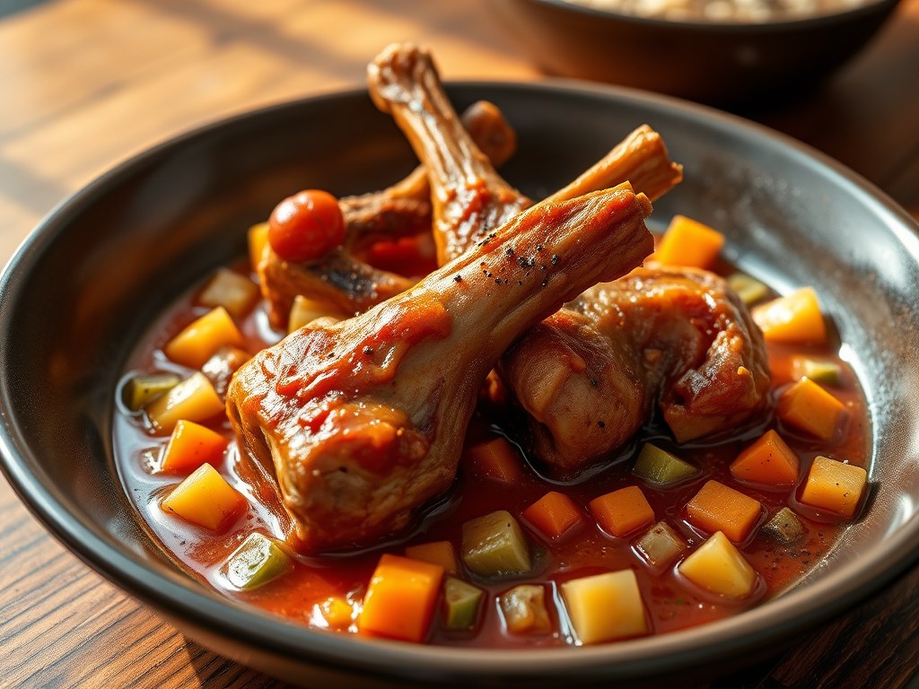 Osso bucco van konijn, AI-gegenereerde illustratie