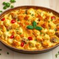 Ovenschotel met bloemkool, tomaat en basilicum