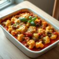 Ovenschotel met bloemkool, tomaat en basilicum