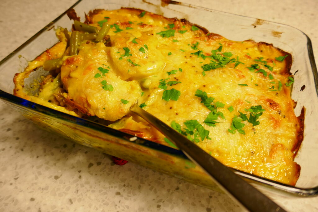 Ovenschotel met sperzieboontjes en gehakt