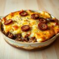 Ovenschotel met zuurkool en pittig gehakt